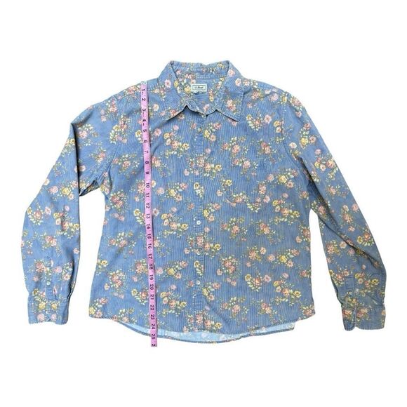 L.L.BEAN Lavender Blue Floral Corduroy Button Down Shirt Collar Size Tag Removed - Picture 5 of 9
